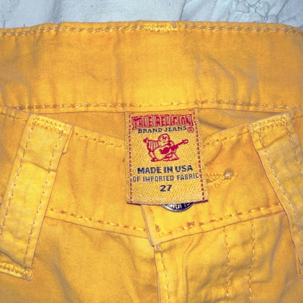 True Religion Shorts Yellow Denim Size 27